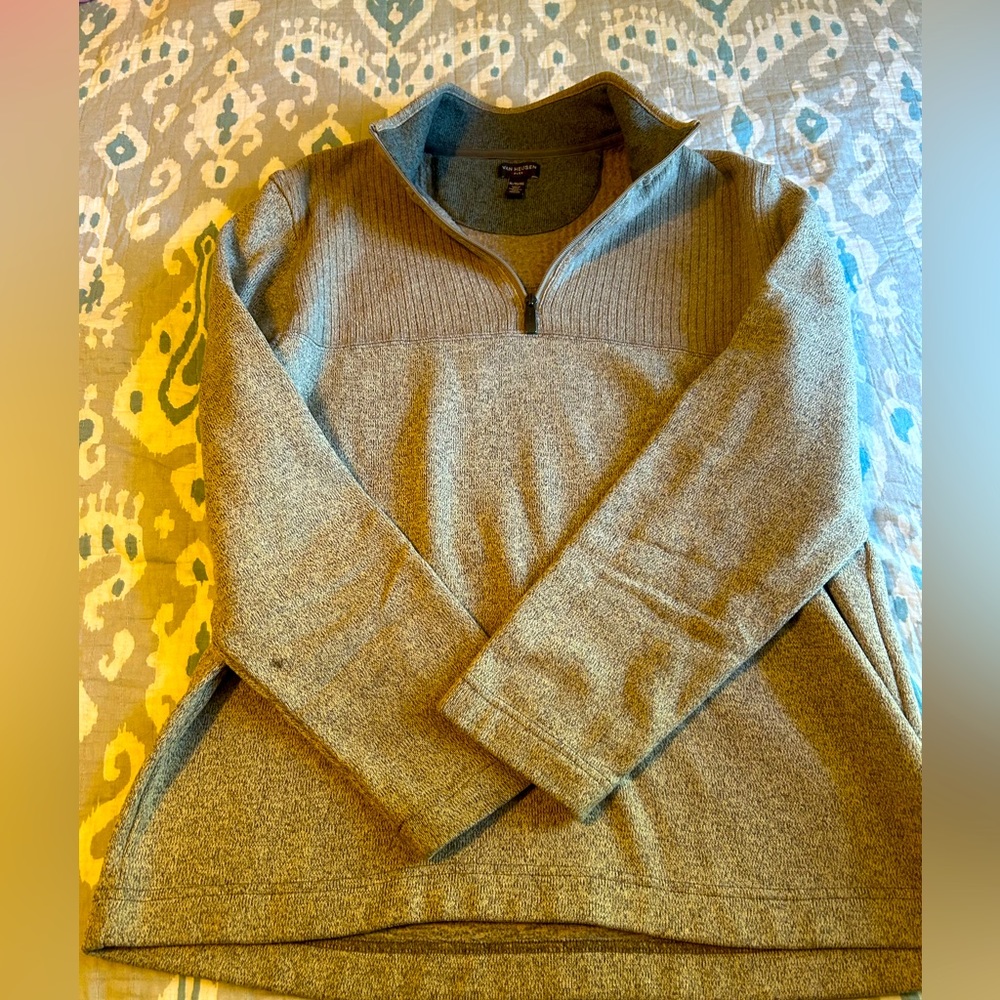 Van Heiden XL 1/4 zip men pullover, beige